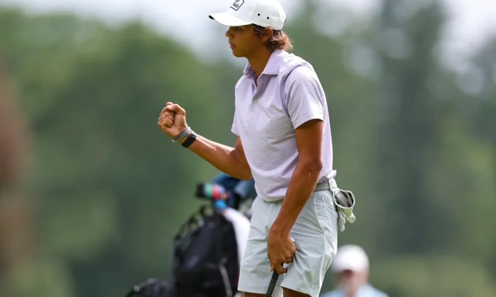 Charlie Woods cae —tras un contratiempo con la cámara— en la eliminatoria de 14 de 2 para clasificarse para la ronda «match play» del U.S. Junior Am.